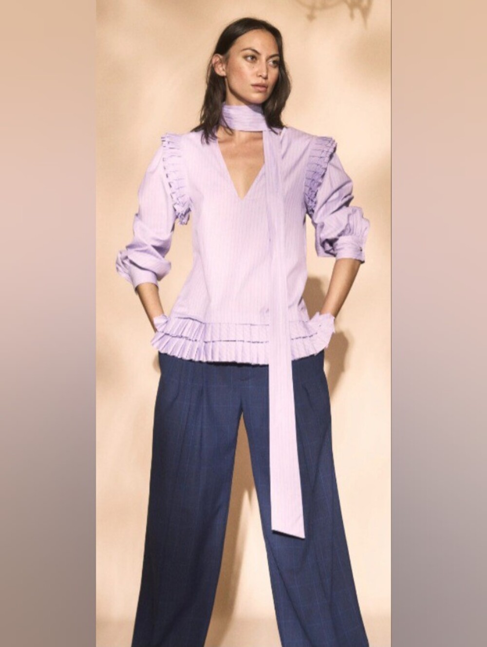 MAGGIE MARILYN Pinstripe Blouse In Lilac 6